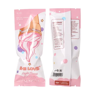OEM/ODM Mini Portable 7 ml Lip Glaze Tubes Cute Lip Oil Tubes Empty Lipgloss Container Ice Cream Lip Gloss