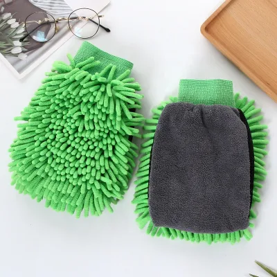 High Absorbent Microfiber Car Detailing Chenille Mitts Dual Sides Coral Fleece Car Wash Glove