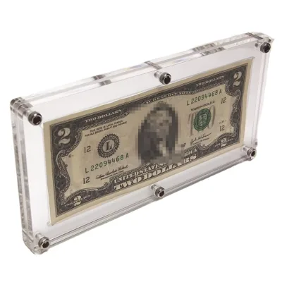 Acrylic Single Bank Note Frame Plastic Money Holder Currency Display
