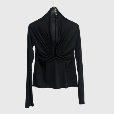 Lace-up, Low-cut Top with a Sense of Design, Street Fashion, Versatile, Slim-fit, Sexy, Long-sleeved