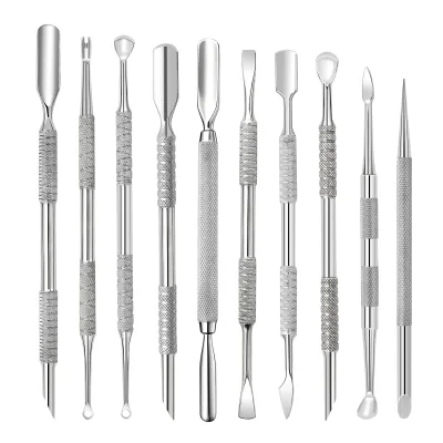 Professional Nail Pro Pusher Grade Stainless Steel Cuticle Remover Spoon Nail Cleaner Cuticle Pusher Black White Logo