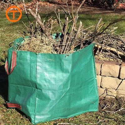 Self-standing Big Gardening Recycling Containers Outdoor Garbage Can Waste Woven Bag for Clean up Debris Leaves