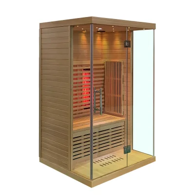 2 Persons Solid Wood Red Light Therapy Infrared Sauna Relaxing Physiotherapy Sweat Steam Room