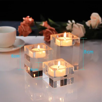 Factory Wholesale K9 Crystal Luxury Candlestick Polished Glass with Laser Printing for Wedding Decor
