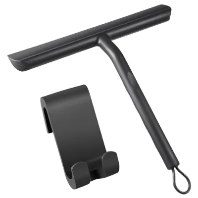Black Silicone Rubber Window Squeegee Wiper Short Handle Soft Profile for Car Glass Shower and Window Cleaning