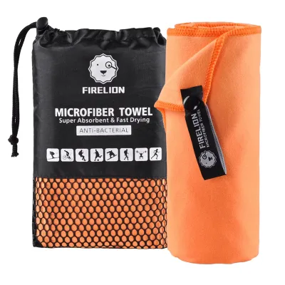 Custom Color Lightweight Absorbent Compact Soft Yoga Fitness Plain Beach Towel With Mesh Bag