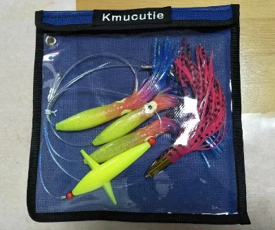 Hot Selling 5''Bird and 9''Squid Trolling Lure Set 1 Squid with Plane Made of Lead and Plastic Targeted for Tuna Species