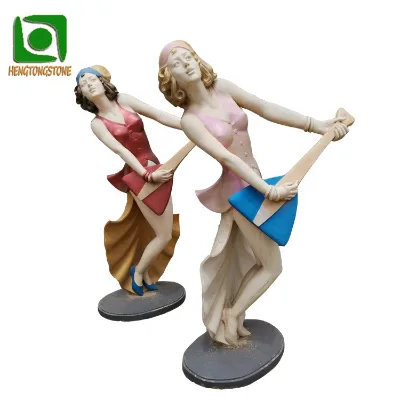 Music Theme Outdoor Decorative Resin Fiberglass Handmade Orchestra Girls Figure Statue