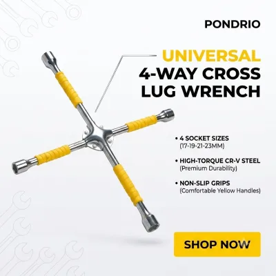 Premium Heavy Duty CR-V 4-Way DIY OEM Car Lug Nut Wrench for Impact Wrench with Non-Slip Handle for Auto