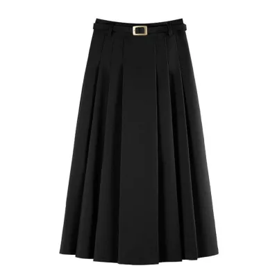 Hot Sales Plus-size Skirt Suit Mid-length Skirt Women's High Waist Casual Pleated Skirt