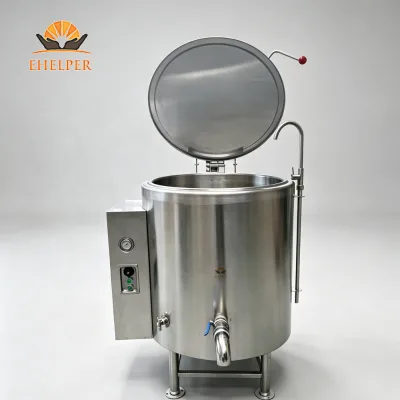 Water-jacketed Vertical Cooking Pot Overflow Protection Stable Daily Batch Production