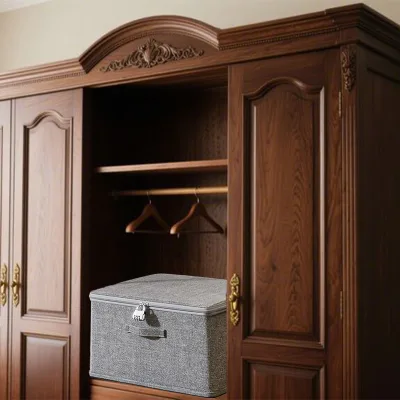 Foldable Fabric Cube Bedding Storage Bag Space Saving Self Compression Organize Clothing Container Storage Box