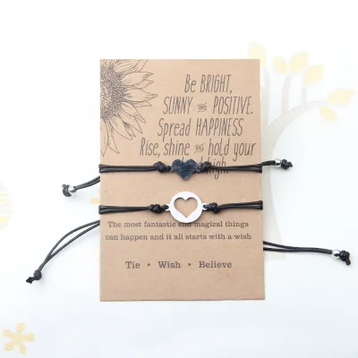 Creative Stainless Steel Bracelet for Mother's Day Hollow Heart Wax Wire Braided Rope Stylish Trendy Mother Daughter Bangles