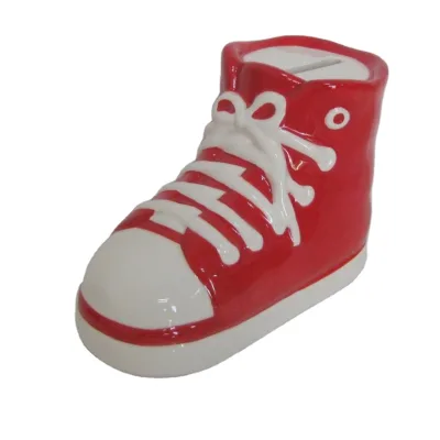 Custom Sport Shoe Shape Money Bank Ceramic Shoe Saving Bank Handpainting Dolomite Boot Coin Bank