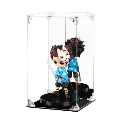 Hot Sale Toys Dustproof Showcase Clear Acrylic Figure Display Case Box for Collectibles With Black Base