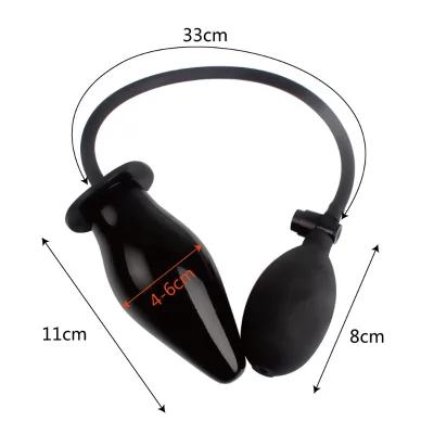 Unisex Tail Butt Plug Black Mini Size Inflation Anal Plug for Gay Anus Extension Sex Toy for Men