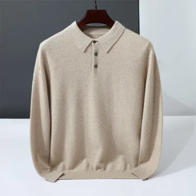 Men's Custom Cashmere Polo Wholesale Cashmere Sweater Knitted POLO Pullover Cashmere Sweaters for Men