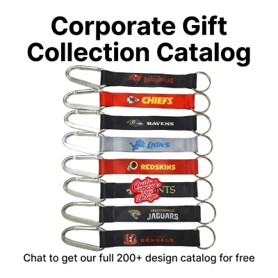 Polyester Sublimation Print Logo NFL Football Keychain Short Lanyard with Hook Hanging Strap