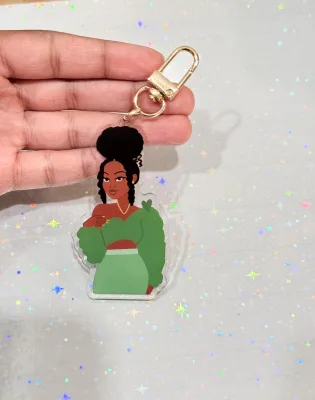 Cute Black Girl Woman Afro Girls Acrylic Keychains