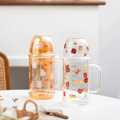 Wholesale Custom High Borosilicate Glass Pot Cartoon Rabbit Large Capacity Teapot 1L Glass Pitcher with Handle