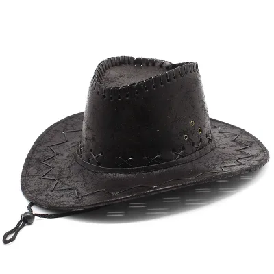 Hot Sale Western Cowboy Hats Wide Brim Outdoor Sunshade Hat With String for Men Women