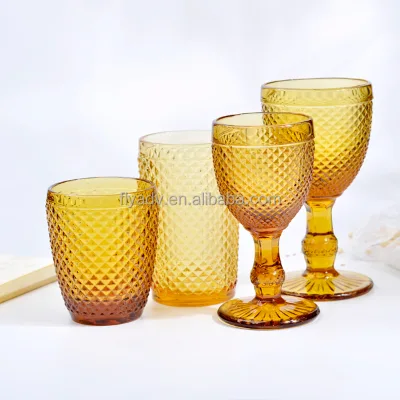 Wholesale Colored Unique Brown Retro Vintage Wine Glass Sets for Wine Glass with Multicolored for Wedding