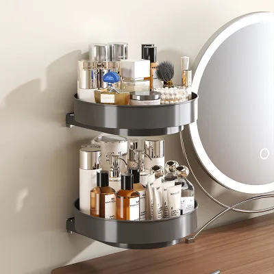 Wall Mounted Kitchen Rotating Seasoning Rack Circular Corner Storage Rack Non Perforated Seasoning Storage Rack