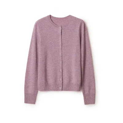 Korean Style Basic Cardigan Autumn New Fashion Slim Long-Sleeved Knitted Sweater with O-Neck & Neck Casual Button Decoration