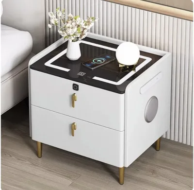 Touch Control Dimmable LED Nightstand with Three Color Modes, Bedside Cabinet for Bedroom Nighttime Use