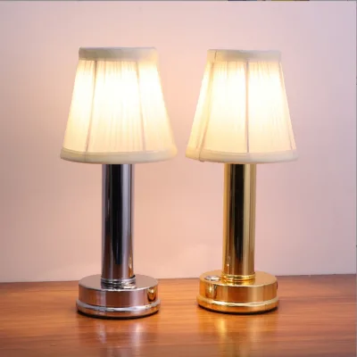 Fabric Lampshade Led Rechargeable Reading Lamp Hotel Bedside Study Room Atmosphere Night Light Decorative Table Lamp