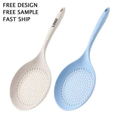 Custom logo Silicone Slotted Spoon Kitchen Draining Spoon Food-grade Silicone Slotted Spoon Large Kitchen Slotted Spoon