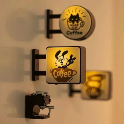 Coffee Atmosphere Light Sign LED Refrigerator Sticker Hand Touch Light up Luminous Fridge Stickers Home Coffee Shop Decor Gifts