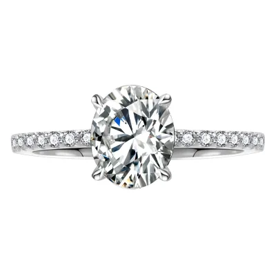 Professional Moissanite Specialist S925 Silver 1ct-3ct Oval Moissanite Ring Anti-Bowtie Cut for Private Label OEM