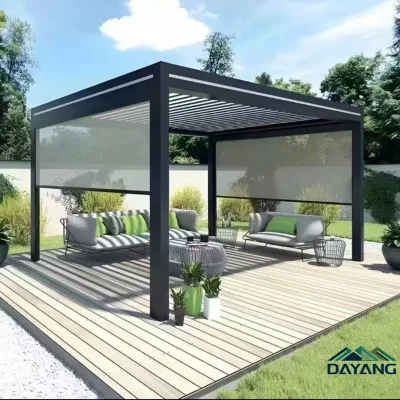 Pergola Kits Outdoor Electric Aluminum Powder Coated Frame Cheap Design for Terrace Use Screen Easily Assembled