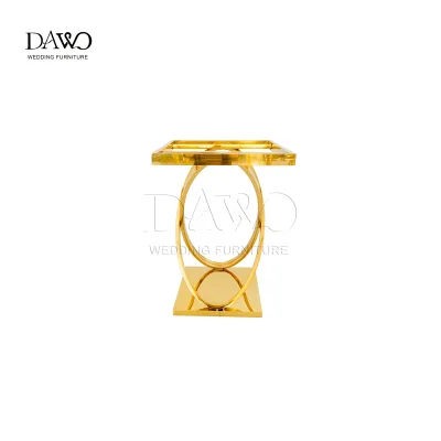 Wholesale Gold Interlocking Ring Square Stainless Steel Table for Living Room Hotel