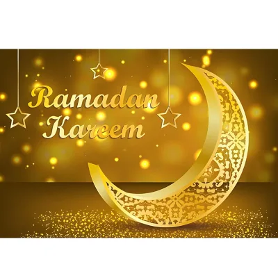 7x5ft Eid Mubarak Muslim Art Design Party Banner for Ramadan Photography Background or Wedding Decorations