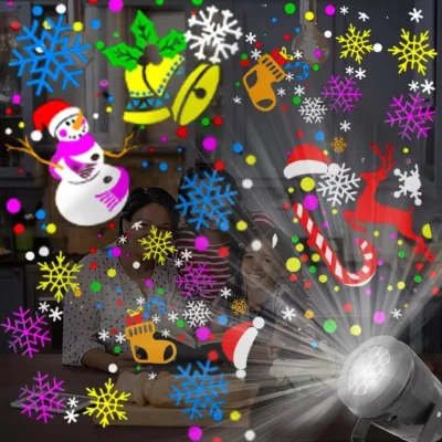 Christmas Projection Lamp Snowflake Projection Lamp Festival Atmosphere Lamp Rotating Pattern Projection Lamp