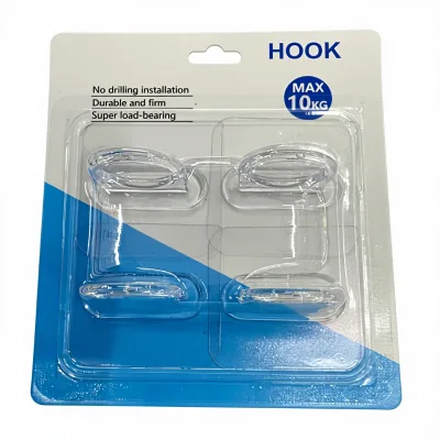 Aoniu Transparent Square PVC Hook Ring Holder Card Insertion 4 Pieces Per Pack for Kitchens Bathrooms Wardrobes No Stain Residue