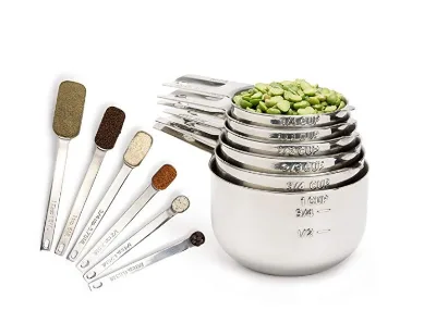 12 Pcs Stainless Steel Liquid Measuring Cups and Dry Measuring Spoons Set ,Nesting Cups