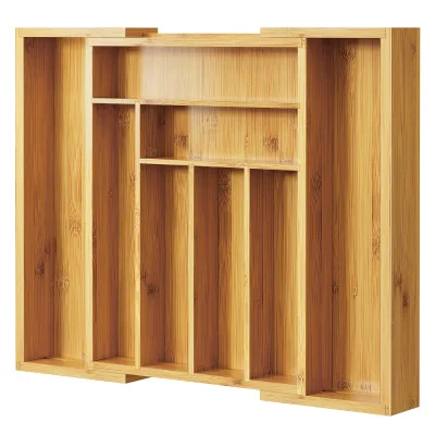 Bamboo Kitchen Drawer Organizer Silverware Cutlery Spoon Fork Storage Expandable Tableware Organizer