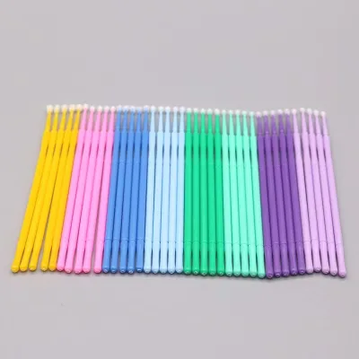Wholesale Eco-Friendly Disposable Long Tip Micro Swab Beauty Tool Plastic Material Eyelash Extensions Glue Cleaning Brushes