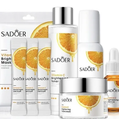 Luxury Vegan Organic Skincare Set with Vitamin C Moisturizing & Nourishing Brightening Body Care Gift Kit for Skin
