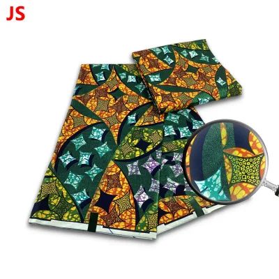 New Glitter Wax Cloth African Women's High-end Cotton Wax Cloth Color Matching Gold Sand Gilding Clothing Fabric