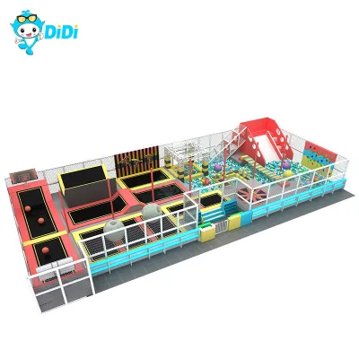 Indoor Trampoline Park with Custom Size Trampoline Basketball Playground Made From PVC and Plastic Playground Material