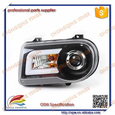 For Chrysler 300C 05-10 Head Light With LED U Strip Modify Car Accessories