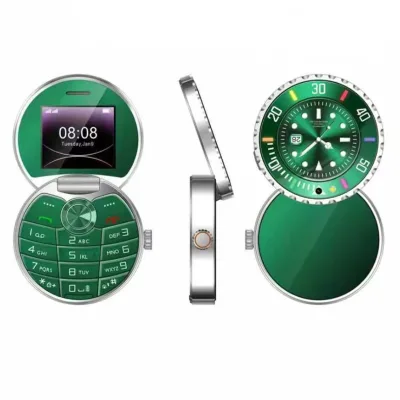 2026 New Design Watch Shape 1.77inch 2G GSM Dual Sim Inbuilt Battery Button Feature Mobile Phone