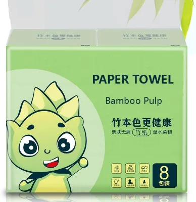 Natural Unbleached Bamboo Pulp Kitchen Towels Lint-Free Absorbent Disposable Bag Pack for Home Restaurant