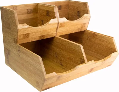 Bamboo Pantry Storage Bins Stackable Baskets Potato Onion Storage Pantry Organization Wooden Pantry Storage Bins
