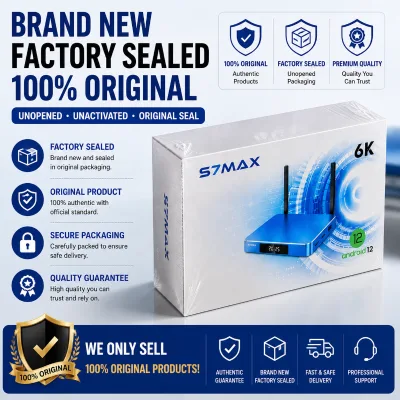 S7MAX Original Quad Core 6K Resolution Android 12 Blue TV Box Brand New Unopened Retail Package Ready Stock Wholesale Available