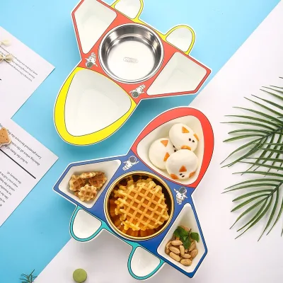 Cartoon Airplane Children's Meal Plate, Durable, Divided Plate, Educational Mealtime, Easy Cleaning, Gift for Toddlers